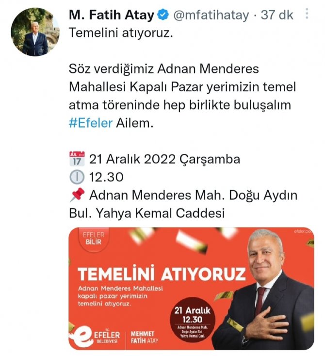 Efeler’de Yeni Kapalı Pazar Yerinin Temeli Törenle Atılacak