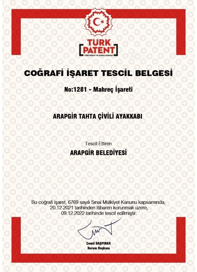 Tahta Çivili Ayakkabıya Coğrafi İşaret Belgesi