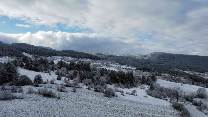 Beyaza Bürünen Kastamonu’nun Yüksek Kesimleri Havadan Görüntülendi