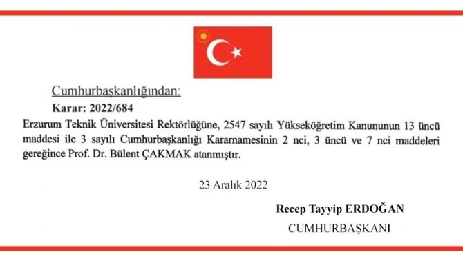 Prof. Dr. Bülent Çakmak Etü Rektörlüğü Görevine Yeniden Atandı
