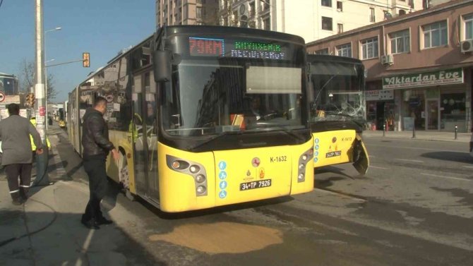 İ̇ett Otobüsü İle Hafif Ticari Araç Kazasında 1 Kişi Araç İçerisinde Sıkışarak Yaralandı