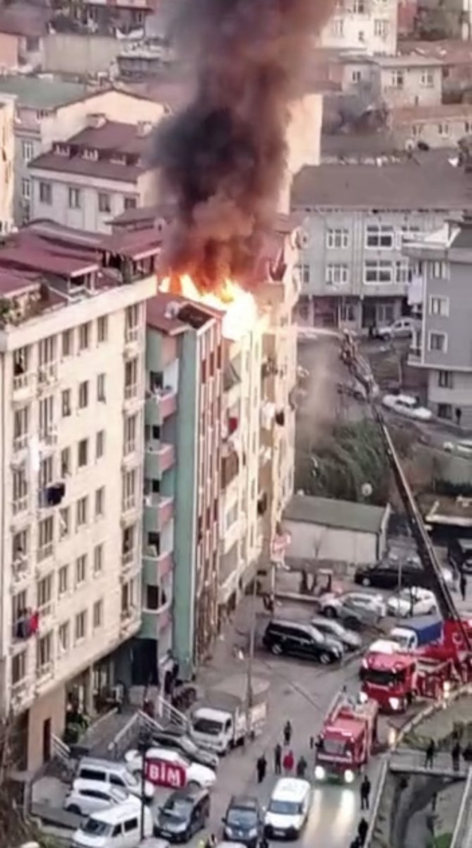 İ̇stanbul’da Korkutan Yangın: Teras Katı Alev Alev Yandı, Bina Tahliye Edildi
