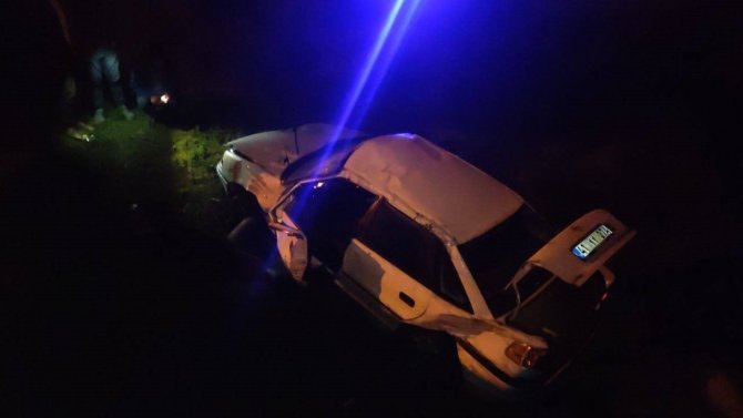 Alkollü Sürücünün Kullandığı Otomobil Sulama Kanalına Uçtu