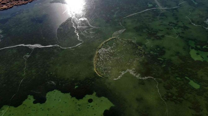 Göl Dondu, Karabataklar Belgesel Tadında Görüntü Oluşturdu