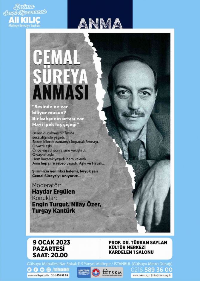 Cemal Süreya, Maltepe’de Anılacak