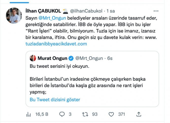 Tuzla Belediye Başkanı Yazıcı’nın Basın Danışmanı İ̇lhan Çabukol’dan Murat Ongun’a Yanıt