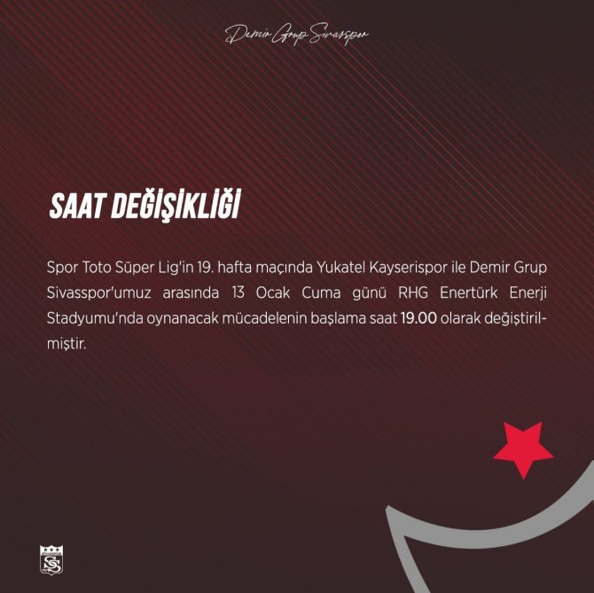 Kayserispor-sivasspor Maçının Saati Değişti!