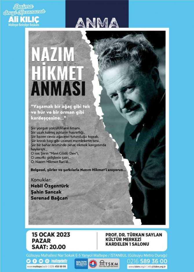 Nâzım Hikmet, Şiirlerle Ve Şarkılarla Maltepe’de Anılacak