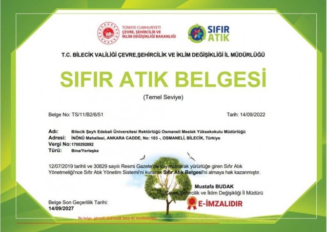 Bşeü “Sıfır Atık” Çalışmalarını Tamamladı