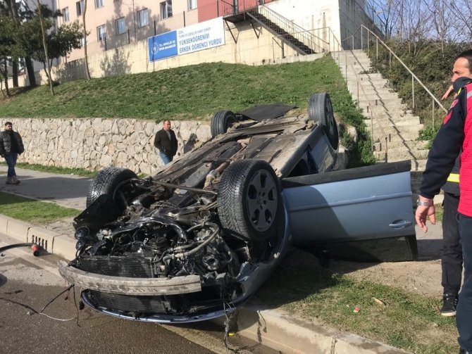 Sinop’ta Otomobil Takla Attı: 1 Yaralı