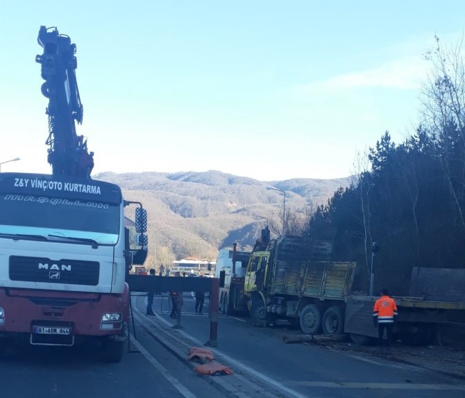 Tomruk Yüklü Kamyon Devrildi: 2 Yaralı