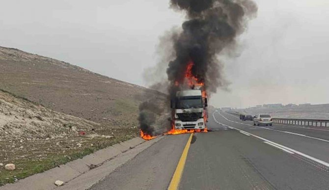 Şanlıurfa’da Seyir Halindeki Tır Alev Topuna Döndü