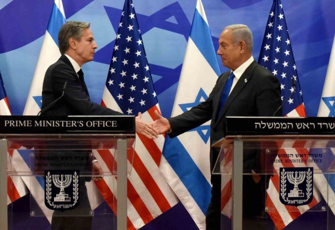 İ̇srail Başbakanı Netanyahu İle Abd Dışişleri Bakanı Blinken Bir Araya Geldi