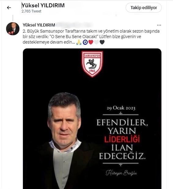 Ads Başkanı Sancak’tan Samsunspor Başkanı Yıldırım’a: