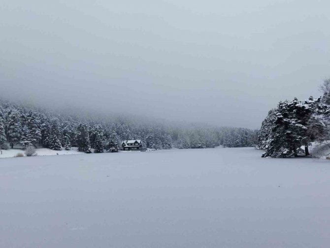 Gölcük Tabiat Parkı’nda Göl Dondu, Ortaya Kartpostallık Görüntüler Çıktı