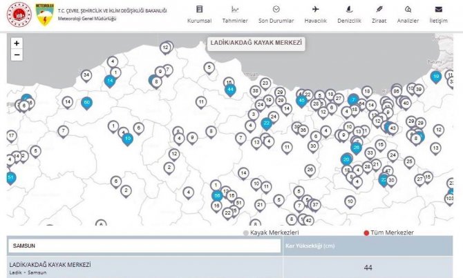 Samsun’un Yüksek Kesimlerinde Kar Kalınlığı 44 Cm