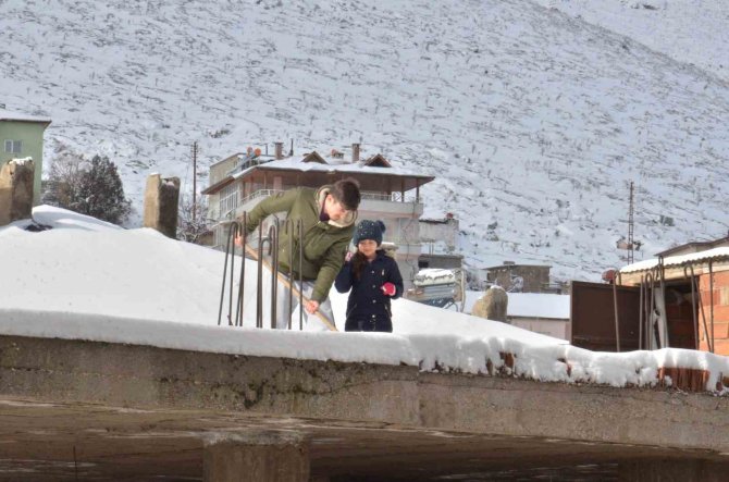 Kahramanmaraş Elbistan’da Kar Etkili Oldu