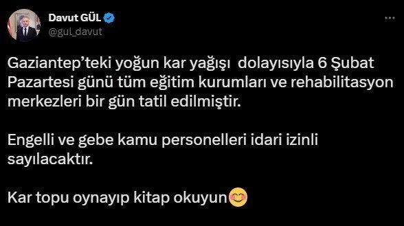 Gaziantep’te Okullara Kar Tatili