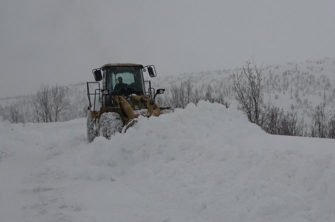 Kar Kalınlığının 2 Metreyi Aştığı Bölgede Çığ Riskine Rağmen Zorlu Çalışma