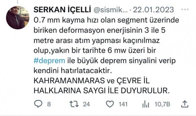 Sivaslı Deprem Bilimci, Kahramanmaraş’ı 2 Hafta Önce Uyarmıştı