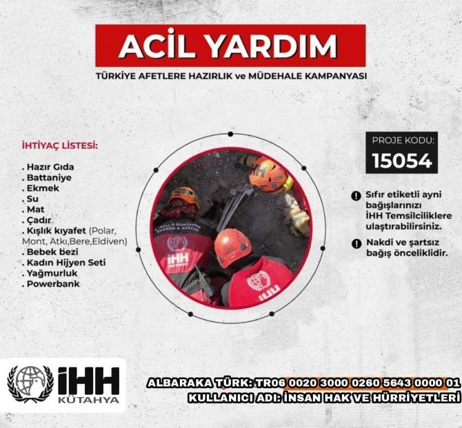 Kütahya İ̇hh’dan Deprem Bölgesine Arama Kurtarma Ekibi