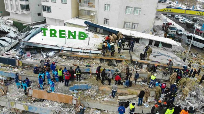 Deprem Bölgesi Malatya’da Enkaz Çalışmaları Havadan Görüntülendi