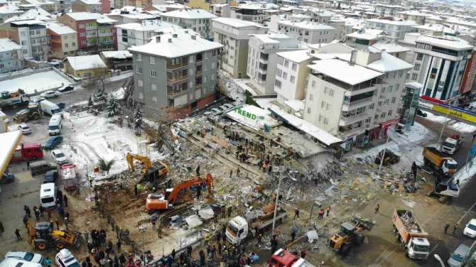 Deprem Bölgesi Malatya’da Enkaz Çalışmaları Havadan Görüntülendi