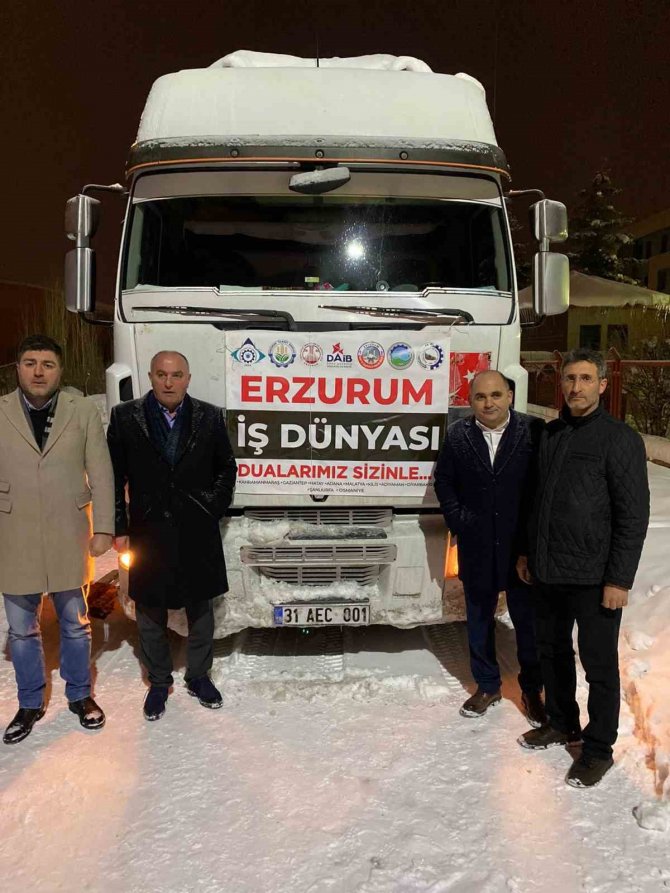Erzurum İş Dünyasının İlk Yardım Tırı Malatya’ya Uğurlandı