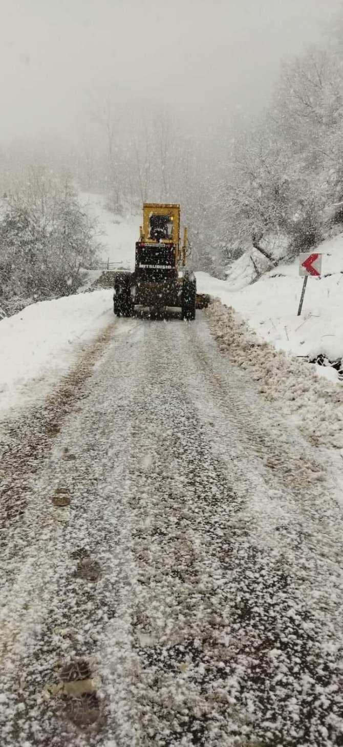 Etkisini Sürdüren Kar 17 Köy Yolunu Kapadı