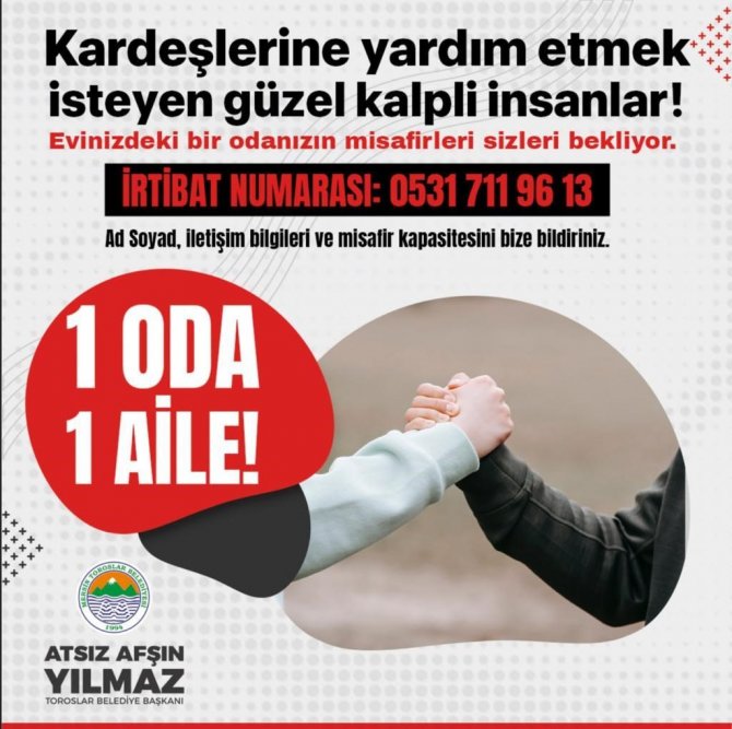 Toroslar Belediyesinden Depremzedeler İçin “1 Oda, 1 Aile” Kampanyası