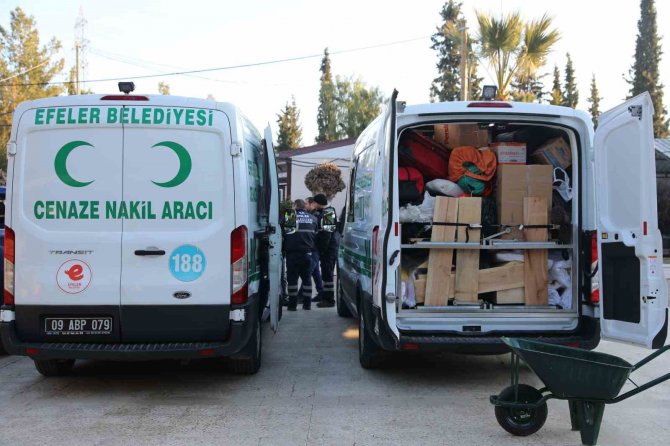 Efeler Belediyesi Deprem Bölgelerine Cenaze Araçları Gönderdi