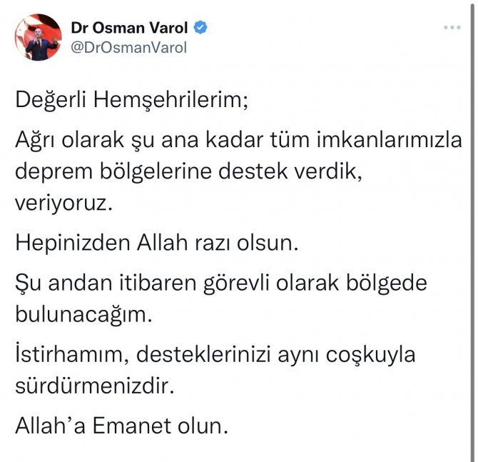 Vali Varol, Kahramanmaraş’a Koordinatör Vali Olarak Görevlendirildi