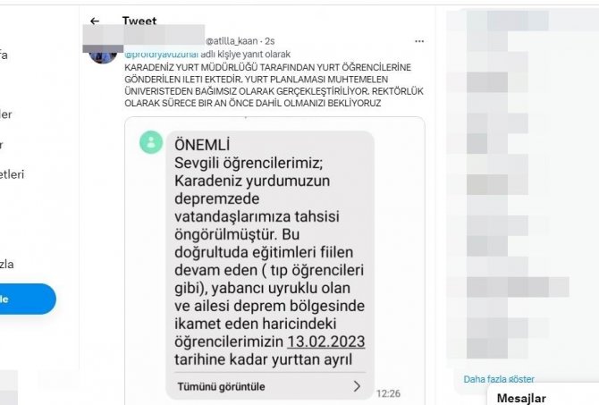 Samsun’da Üniversite Öğrencilerine Gönderilen ‘Yurtları Boşaltın’ Mesajı Asılsız Çıktı