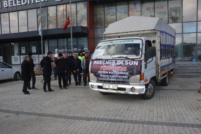 Lapseki Belediyesi Deprem Bölgesi İçin Seferber Oldu