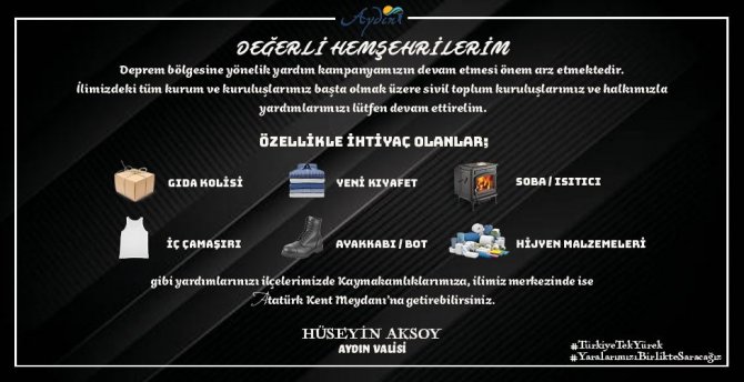Vali Aksoy’dan Aydınlılara ‘Destek’ Çağrısı