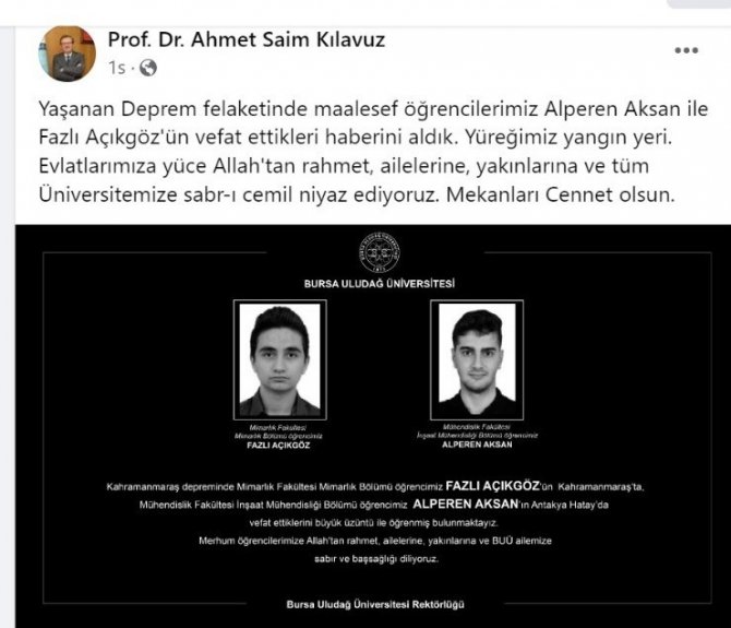 Uludağ Üniversitesi’nin Acı Kaybı