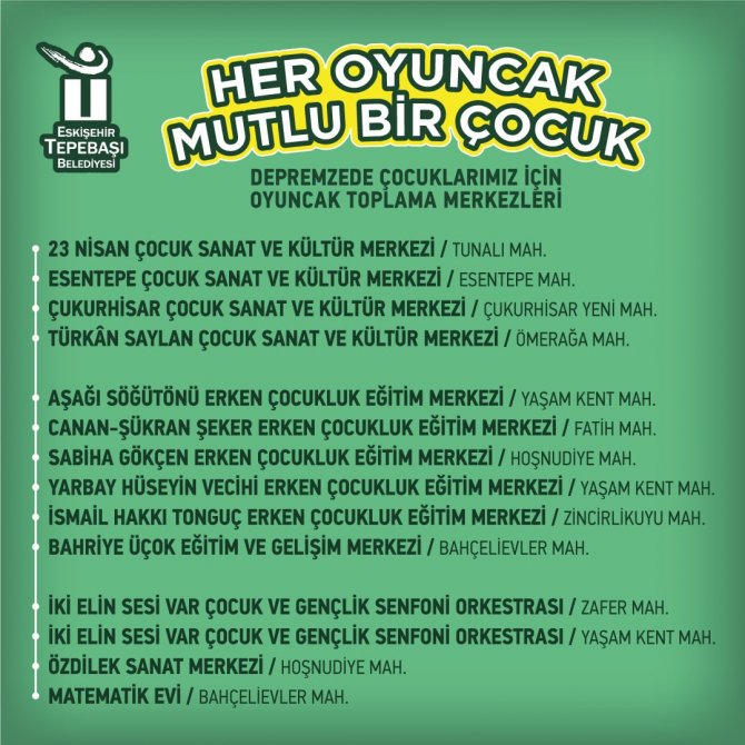 Depremzede Çocuklara Oyuncak Kampanyası