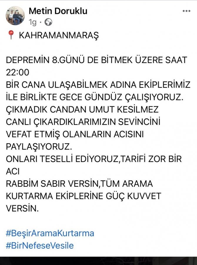 Arama Kurtarma Çalışmaları Sırasında Kalp Krizi Geçirerek Hayatını Kaybetti