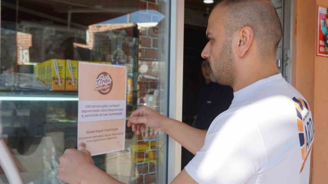 Edirne’ye Gelen Depremzedelere Destek Olmak İçin Ücretsiz Ekmek Uygulaması Başlattı