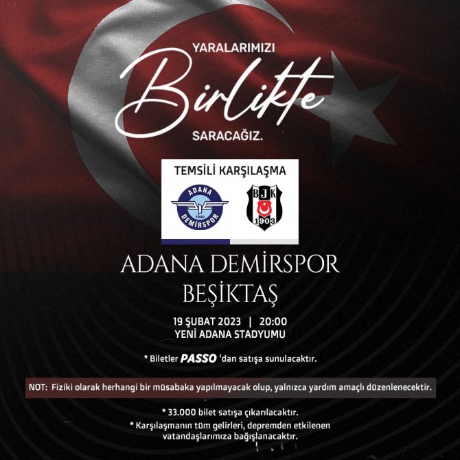 Adana Demirspor İle Beşiktaş Depremzedeler İçin Temsili Maç Yapacak
