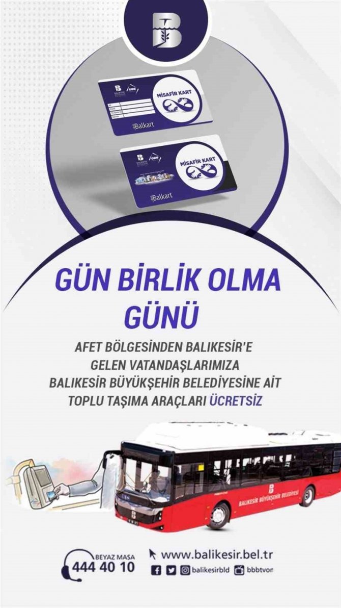 Balıkesir’de Depremzedelere Ulaşım Bedava