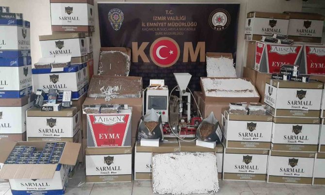 İ̇zmir’de Kaçak Sigara İmalathanelerine Şok Baskın