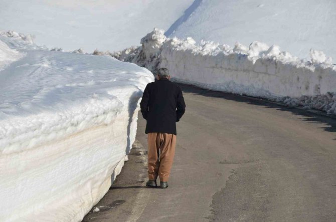 Yılan Gibi Kıvrılan Yolda Kar Sonrası Kartpostallık Görüntüler Oluştu