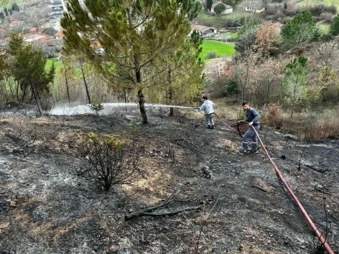 Gönen Yeniakçapınar Köyünde Orman Yangını Meydana Geldi