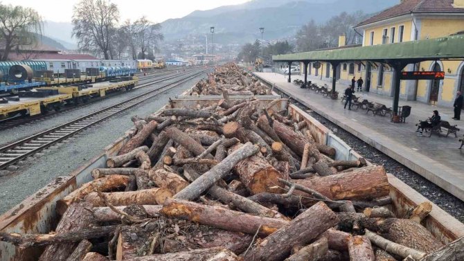 Odun Yüklü 20 Vagon Deprem Bölgesine Gitmek Üzere Yola Çıktı