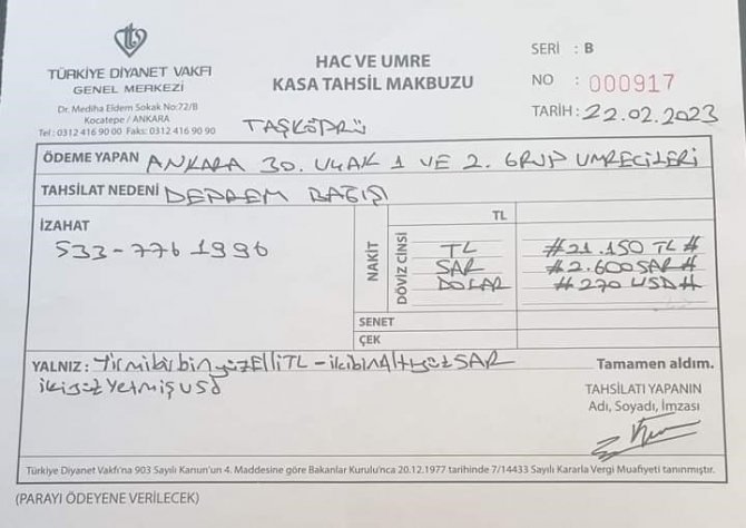 Taşköprülü Umrecilerden Depremzedelere 41 Bin Tl Yardım