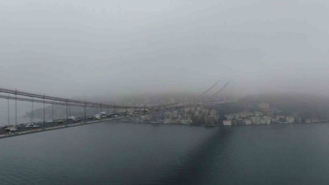 Boğaz’da Sisle Oluşan Kartpostallık Manzara Dron İle Görüntülendi