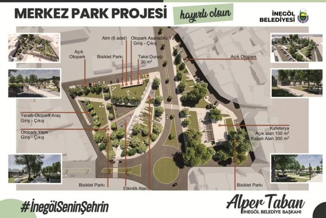 İ̇negöl’de Merkez Park Şekilleniyor