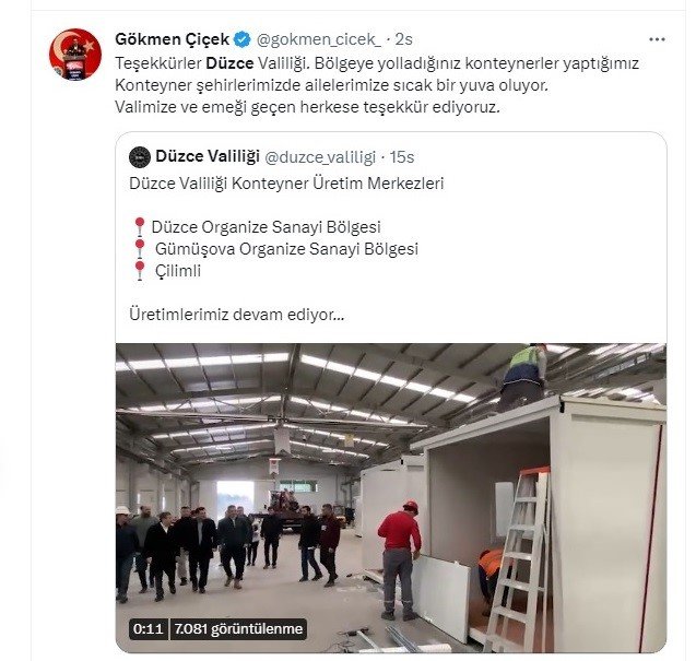 Düzce’den Gönderilen Konteynerler Depremzedelere Yuva Oluyor