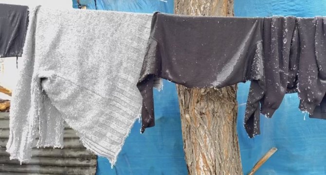 Ağrı’da Çamaşırlar Dondu